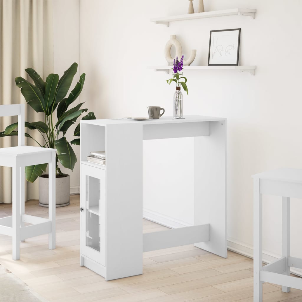 Table de bar avec étagères blanc bois d'ingénierie - XIOS
