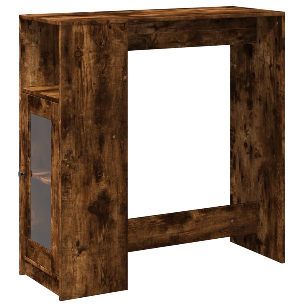 Table de bar avec étagères chêne fumé bois d'ingénierie - XIOS