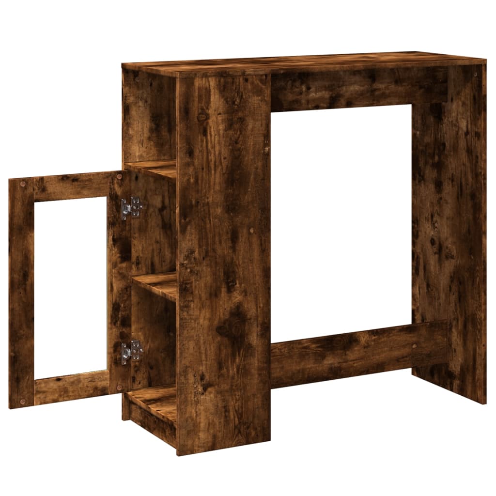 Table de bar avec étagères chêne fumé bois d'ingénierie - XIOS