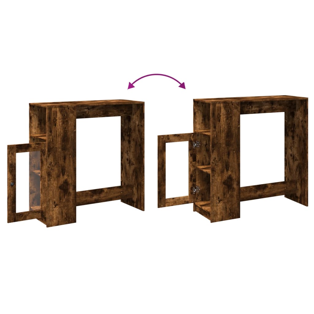 Table de bar avec étagères chêne fumé bois d'ingénierie - XIOS