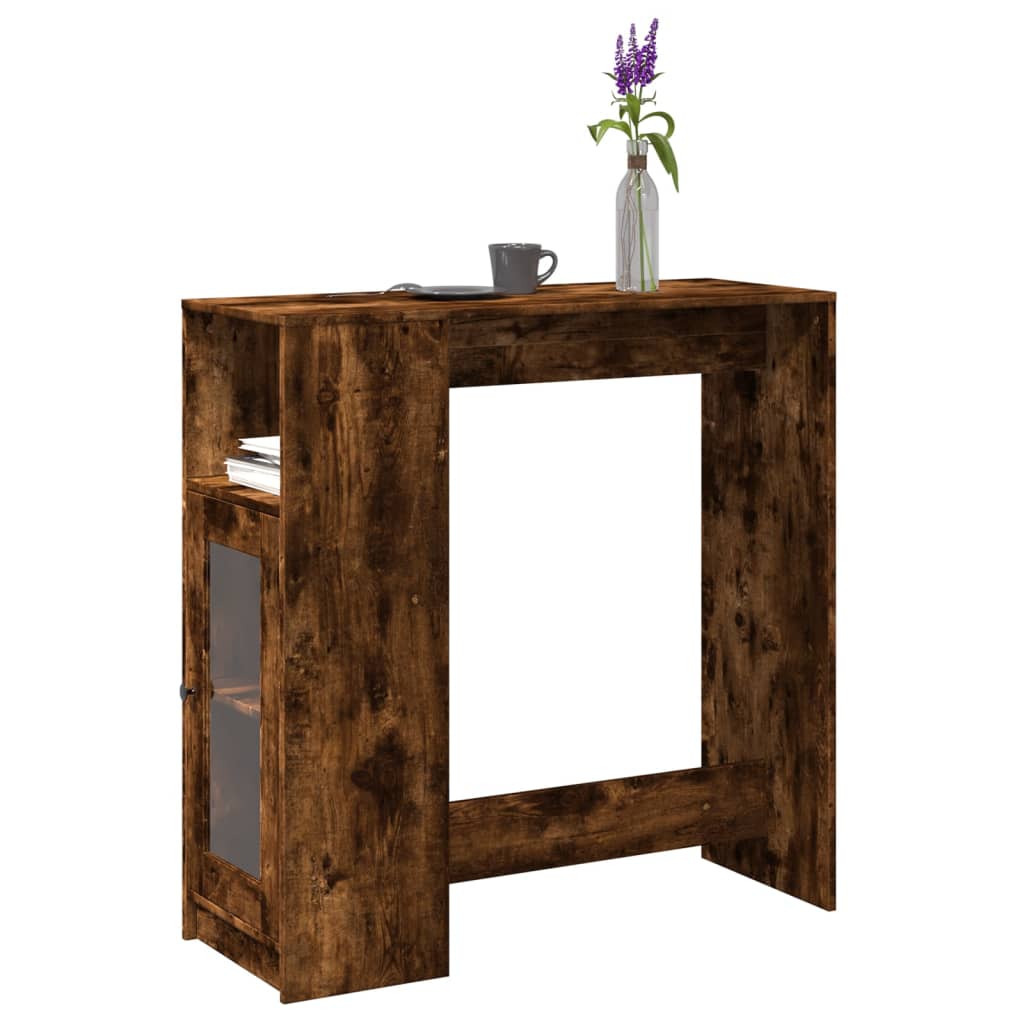 Table de bar avec étagères chêne fumé bois d'ingénierie - XIOS