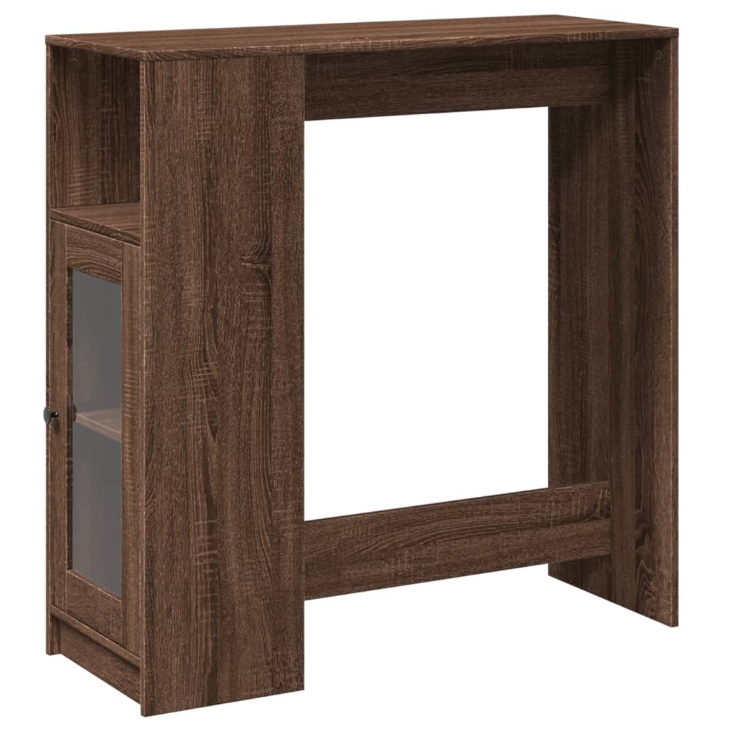 Table de bar avec étagères chêne marron bois d'ingénierie - XIOS