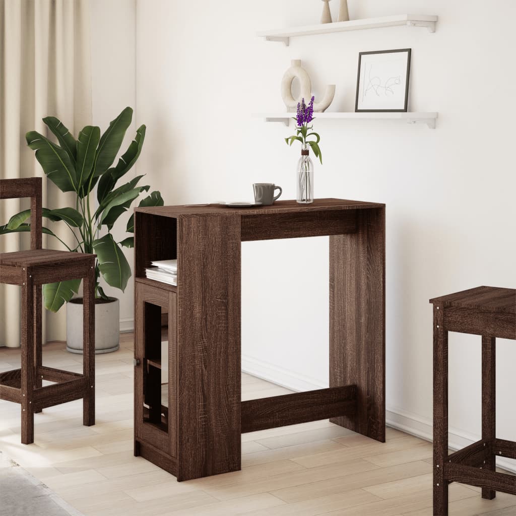 Table de bar avec étagères chêne marron bois d'ingénierie - XIOS