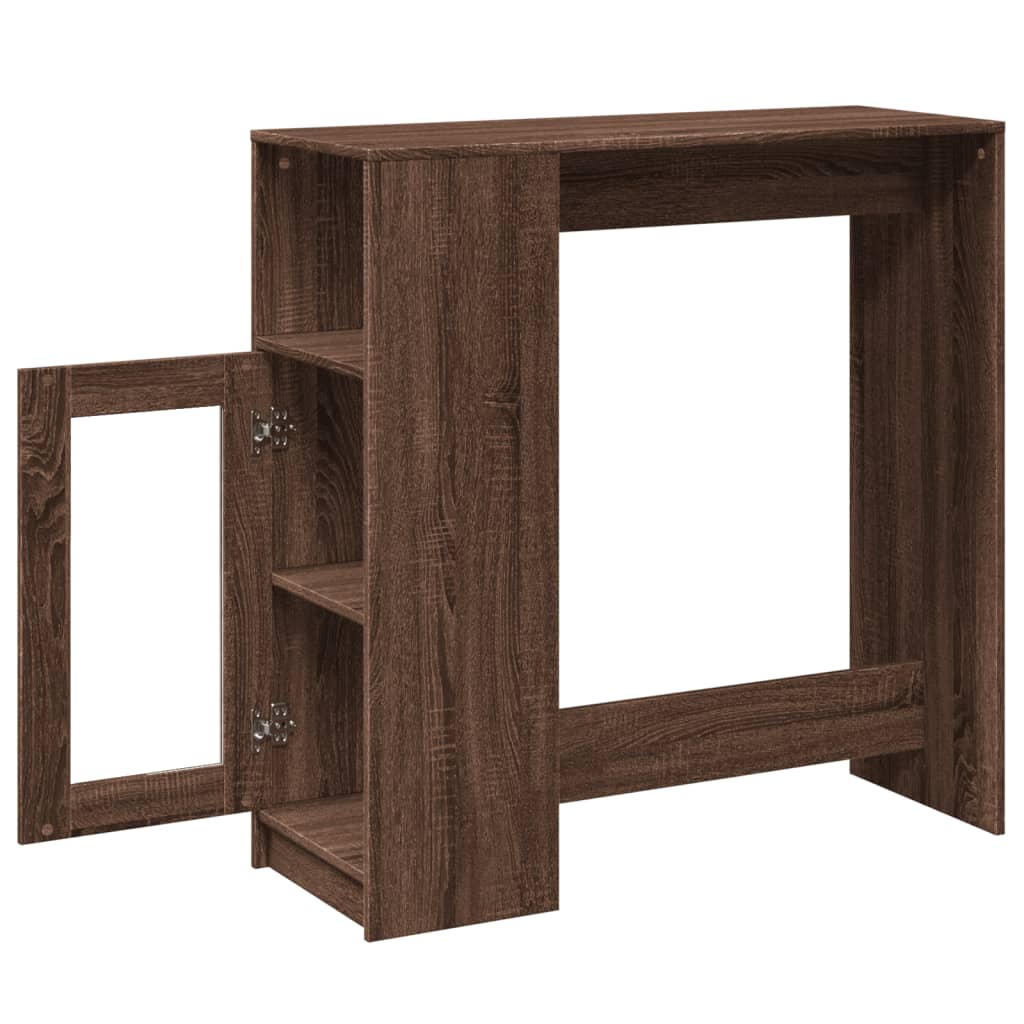 Table de bar avec étagères chêne marron bois d'ingénierie - XIOS