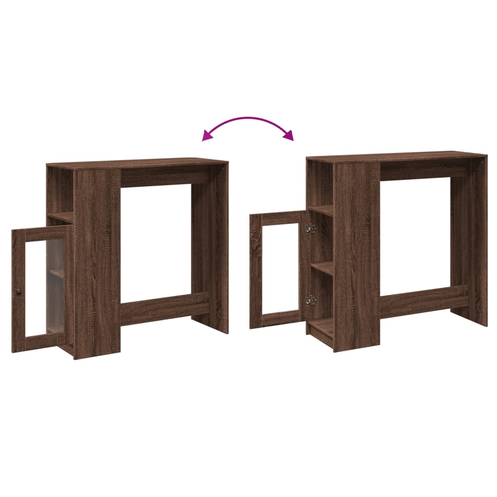 Table de bar avec étagères chêne marron bois d'ingénierie - XIOS