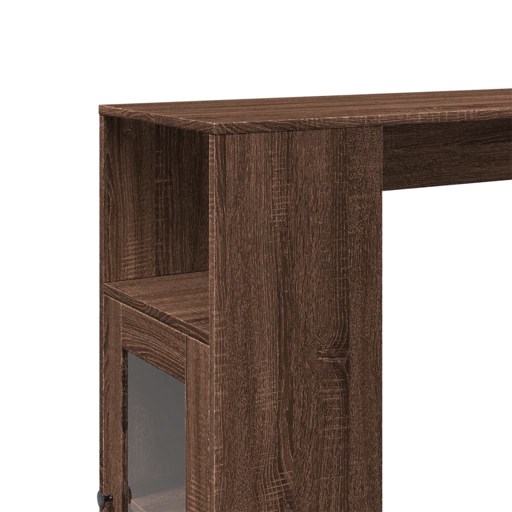 Table de bar avec étagères chêne marron bois d'ingénierie - XIOS