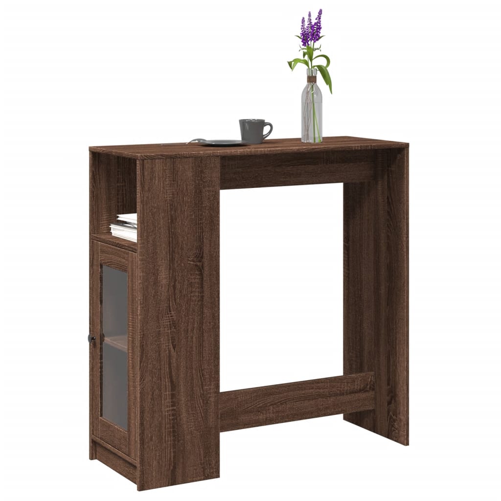Table de bar avec étagères chêne marron bois d'ingénierie - XIOS