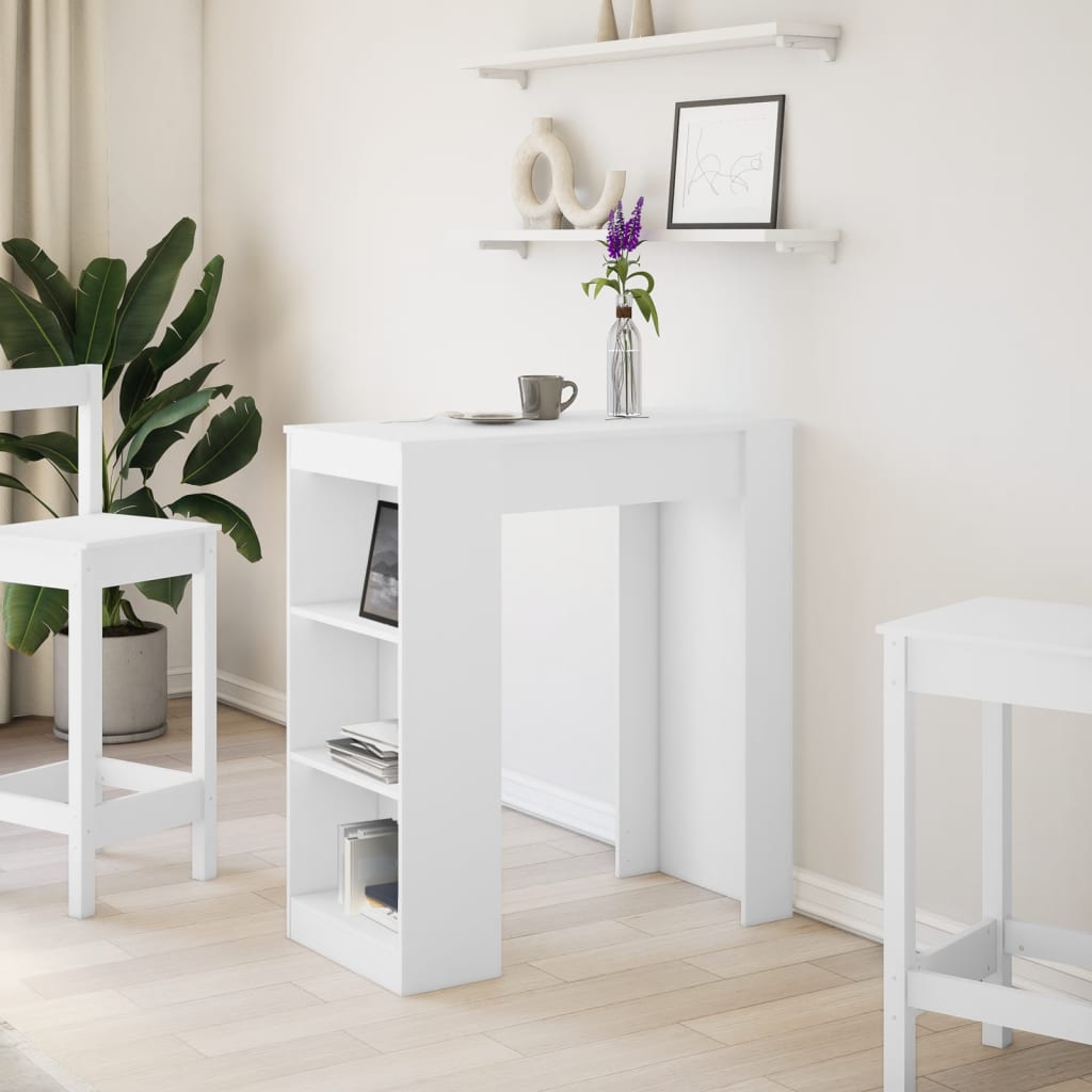 Table de bar avec étagères blanc bois d'ingénierie - XIOS