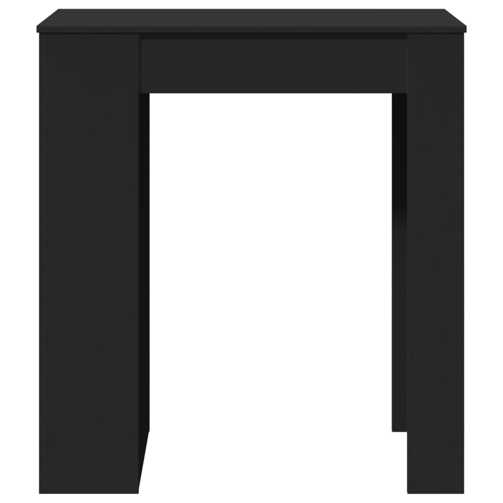 Table de bar avec étagères noir bois d'ingénierie