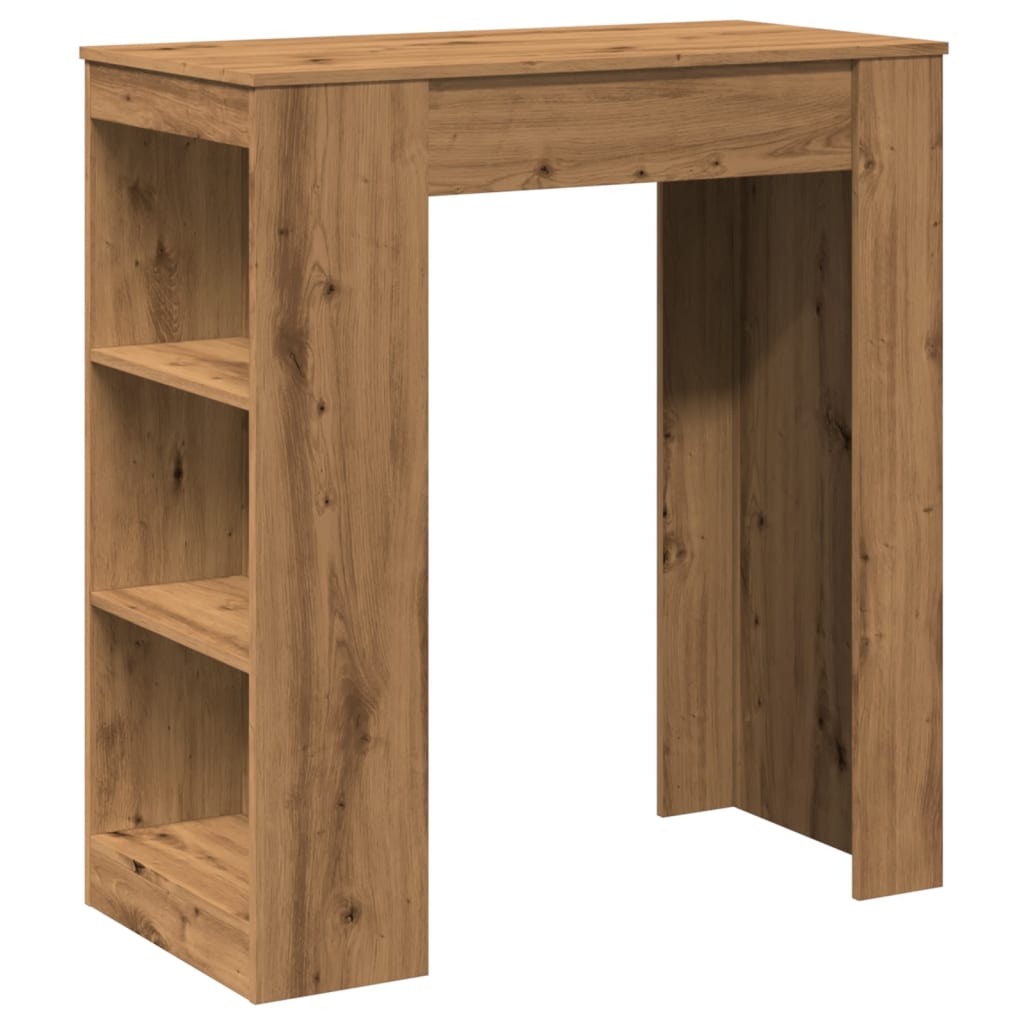 Table de bar avec étagères chêne artisanal bois d'ingénierie - XIOS