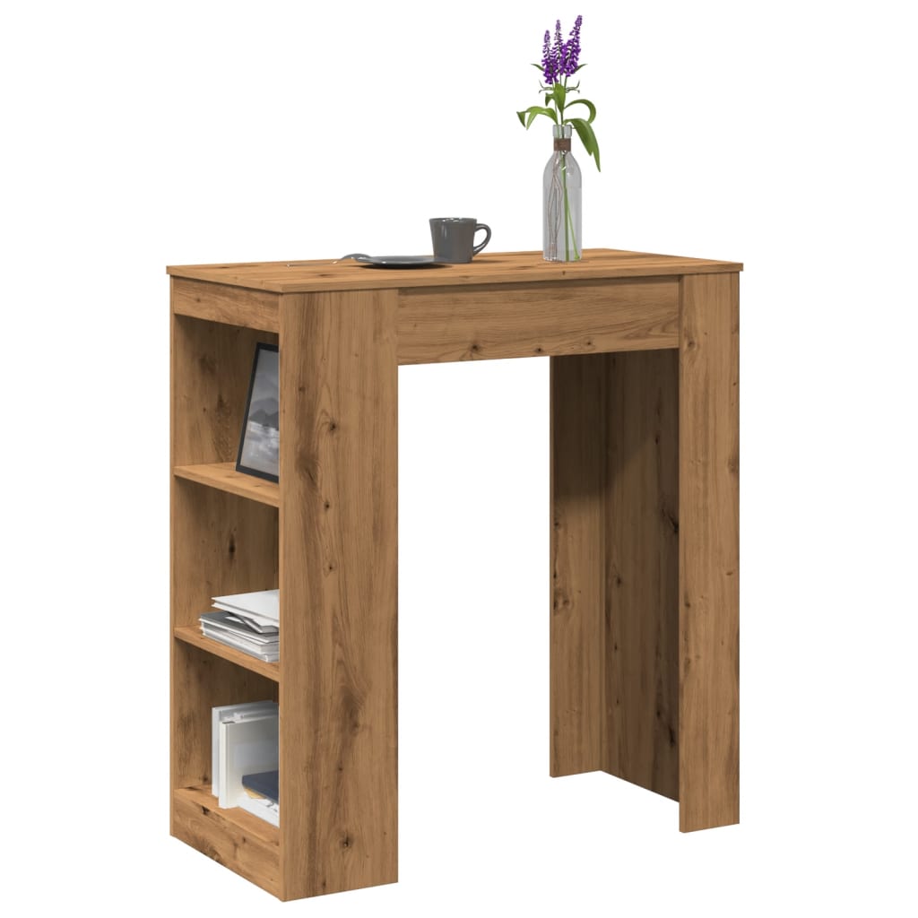 Table de bar avec étagères chêne artisanal bois d'ingénierie - XIOS