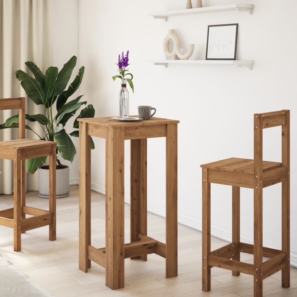 Table de bar chêne artisanal 51x50x103,5 cm bois d'ingénierie