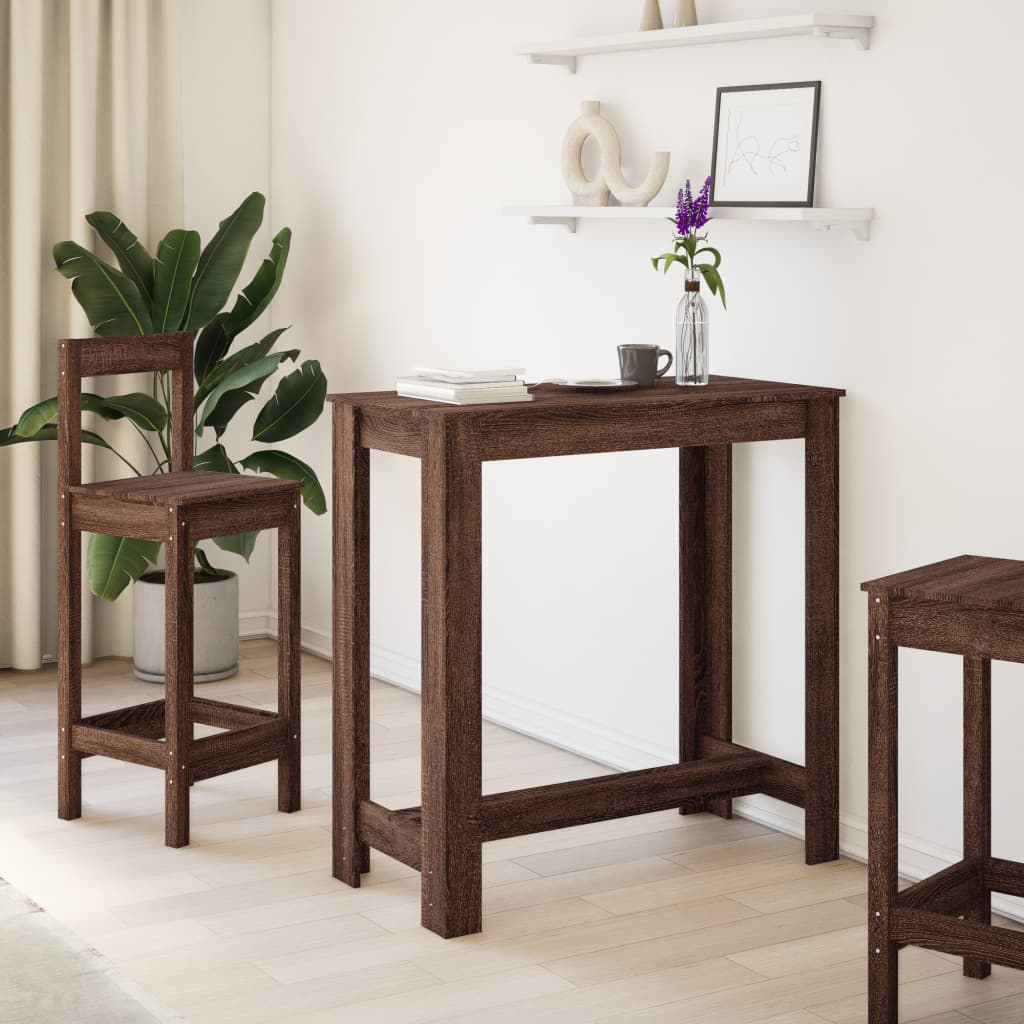 Table de bar chêne marron 102x50x103,5 cm bois d'ingénierie