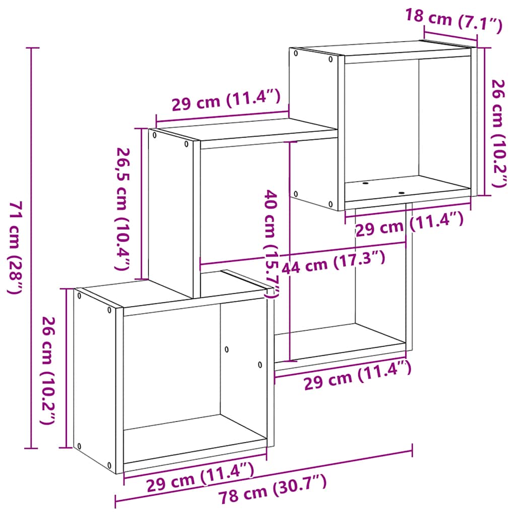 Armoire murale 78x18x71 cm noir bois d'ingénierie - XIOS