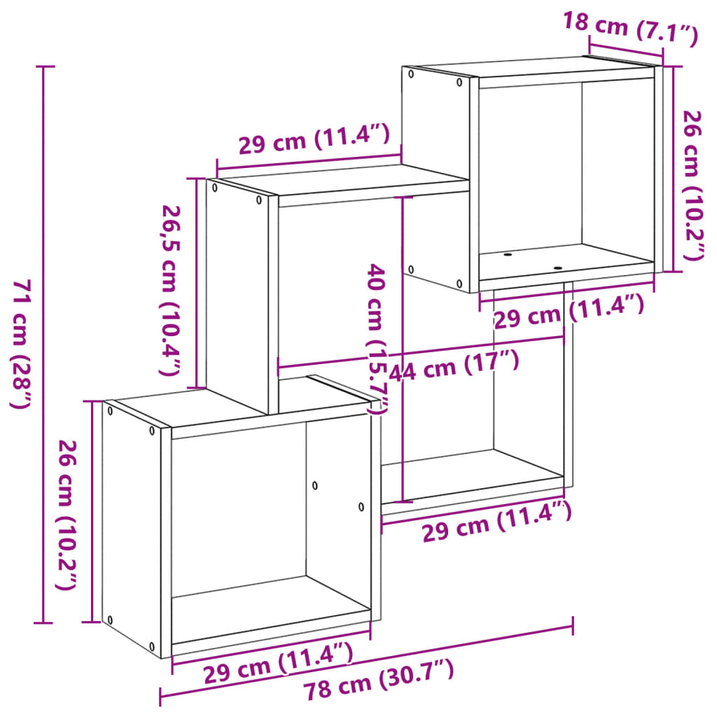 Armoire murale 78x18x71 cm gris béton bois d'ingénierie - XIOS