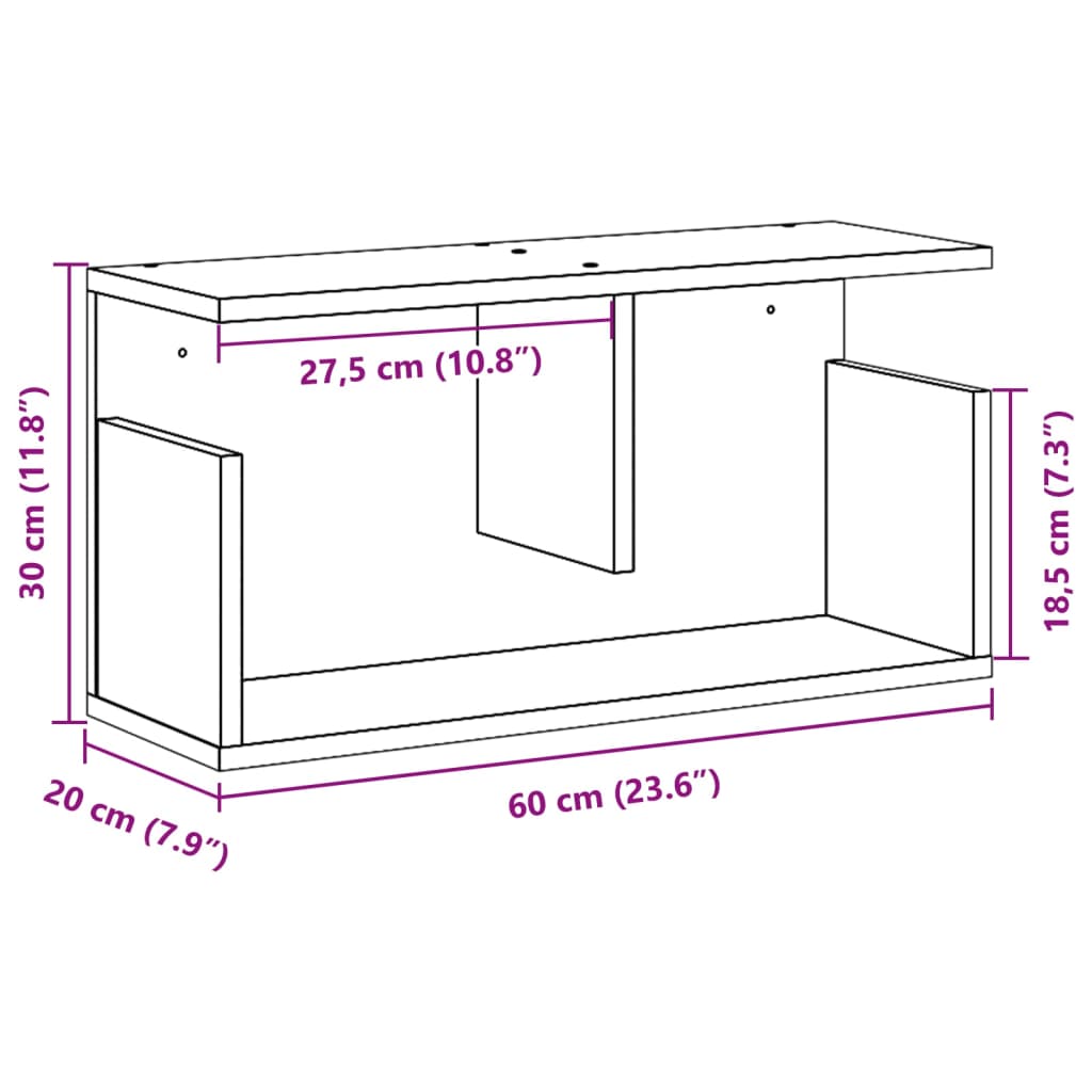 Armoire murale 60x20x30 cm blanc bois d'ingénierie - XIOS