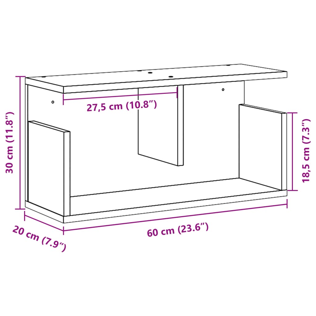 Armoire murale 60x20x30 cm gris béton Bois d'ingénierie - XIOS