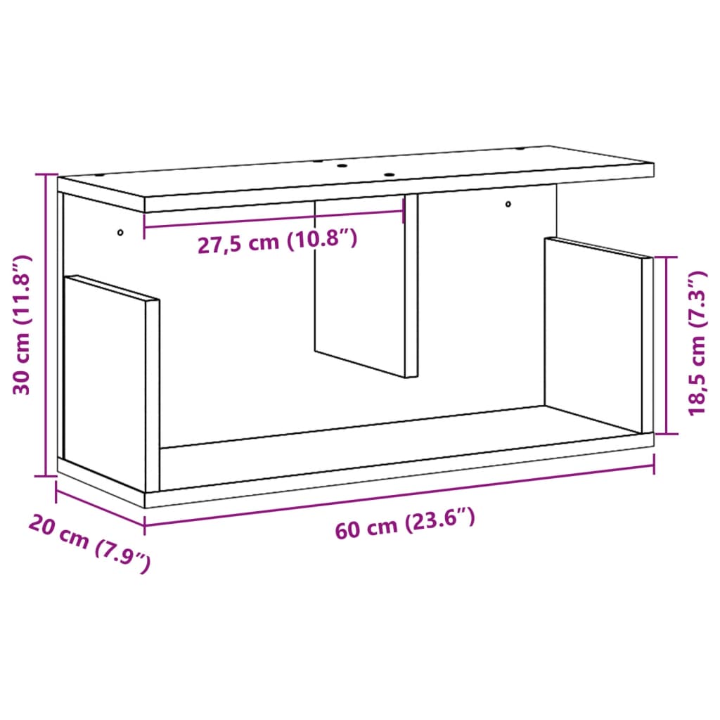 Armoire murale 60x20x30 cm chêne fumé bois d'ingénierie - XIOS