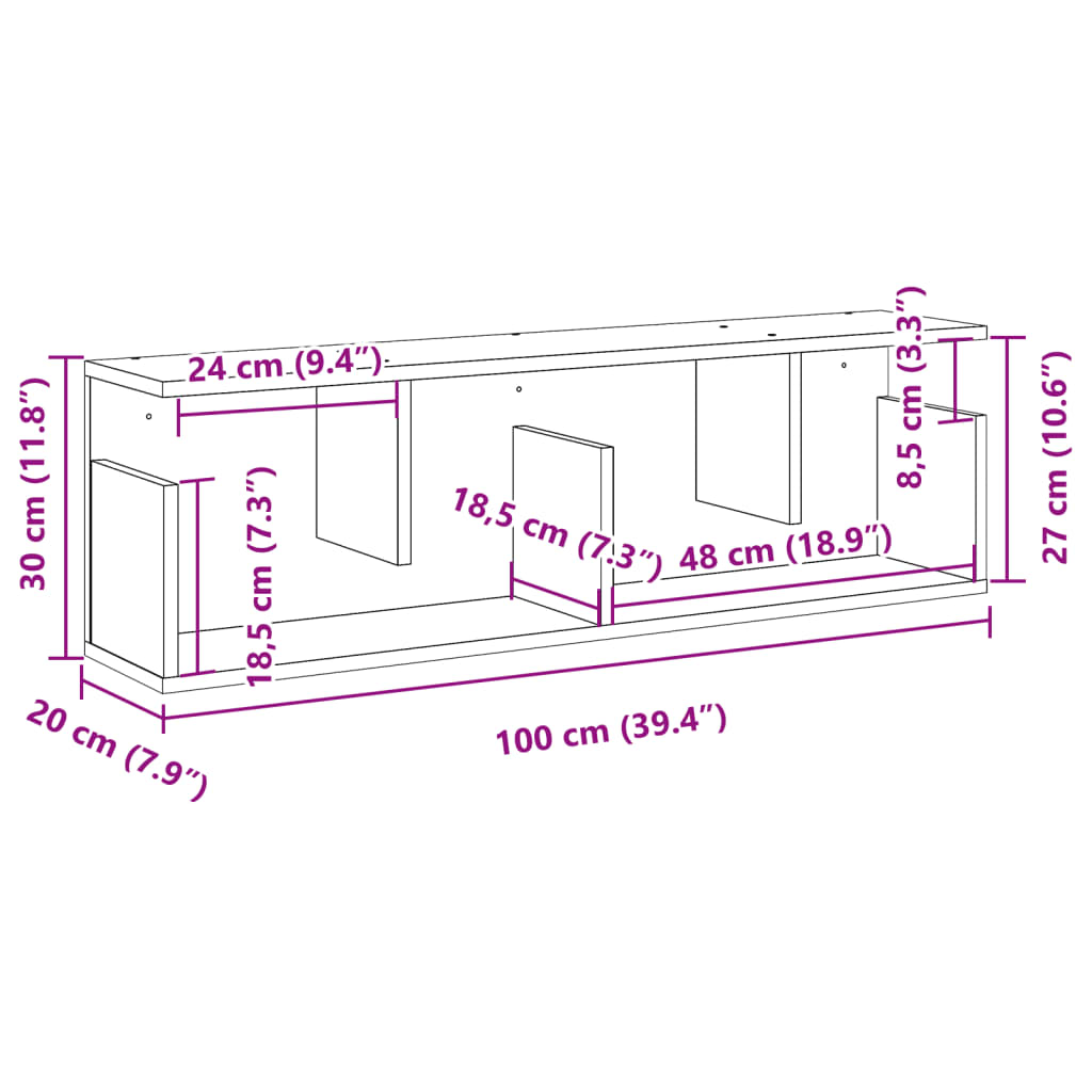 Armoire murale 100x20x30 cm chêne sonoma bois d'ingénierie - XIOS