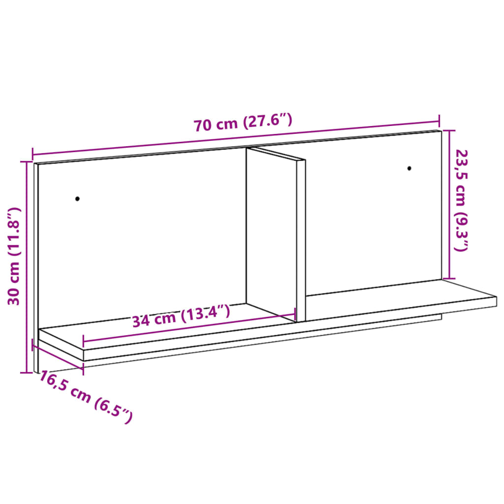 Armoire murale 70x16,5x30 cm chêne fumé bois d'ingénierie