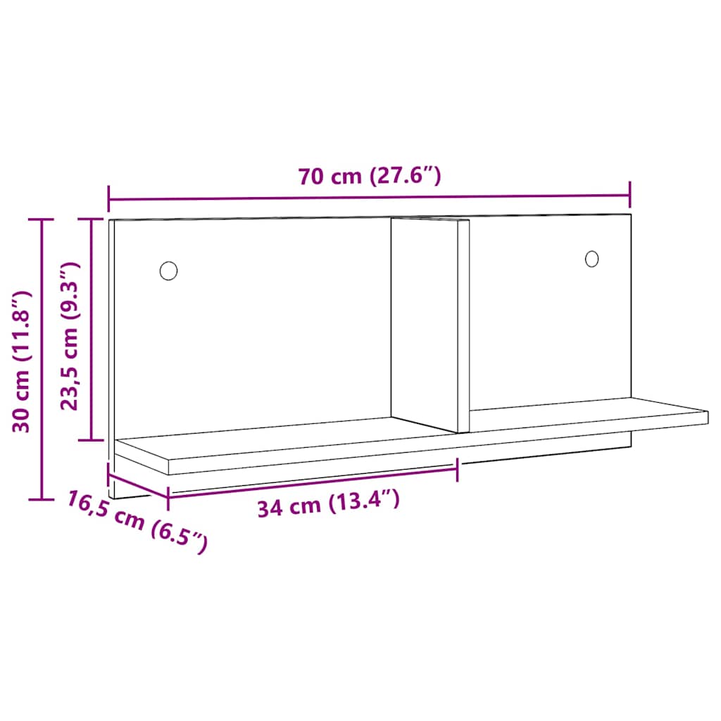 Armoire murale 70x16,5x30 cm chêne artisanal bois d'ingénierie