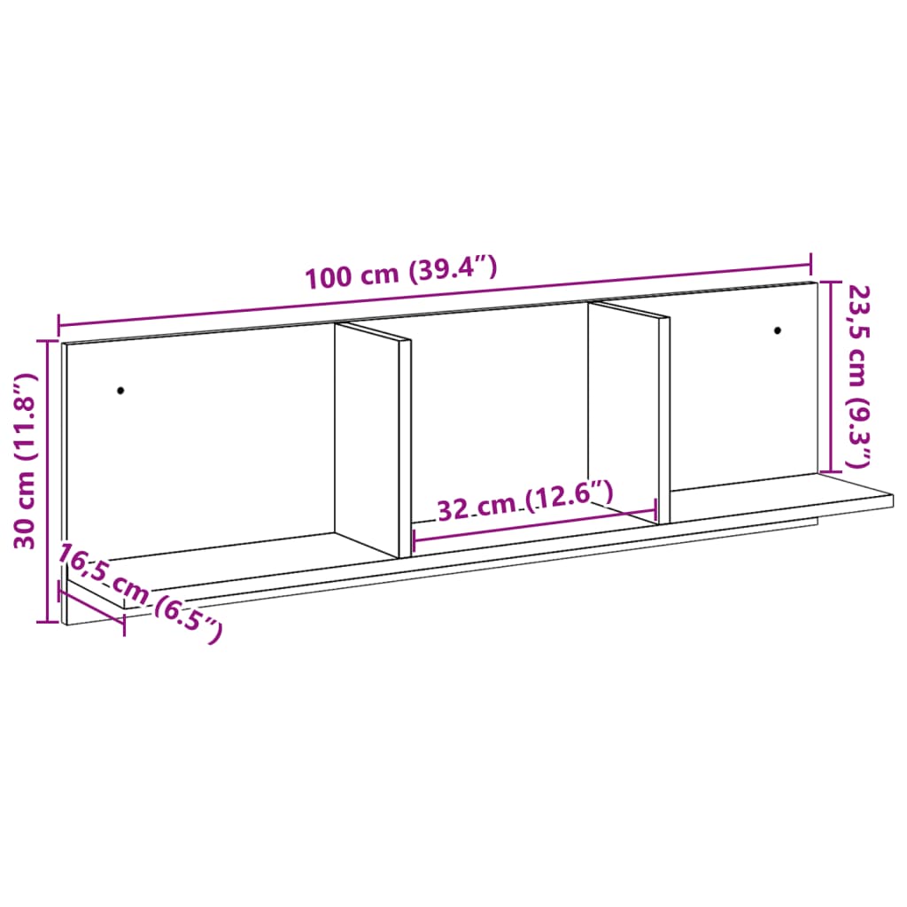 Armoire murale 100x16,5x30 cm chêne fumé bois d'ingénierie - XIOS