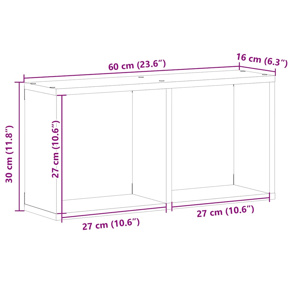 Armoire murale 60x16x30 cm chêne fumé bois d'ingénierie - XIOS