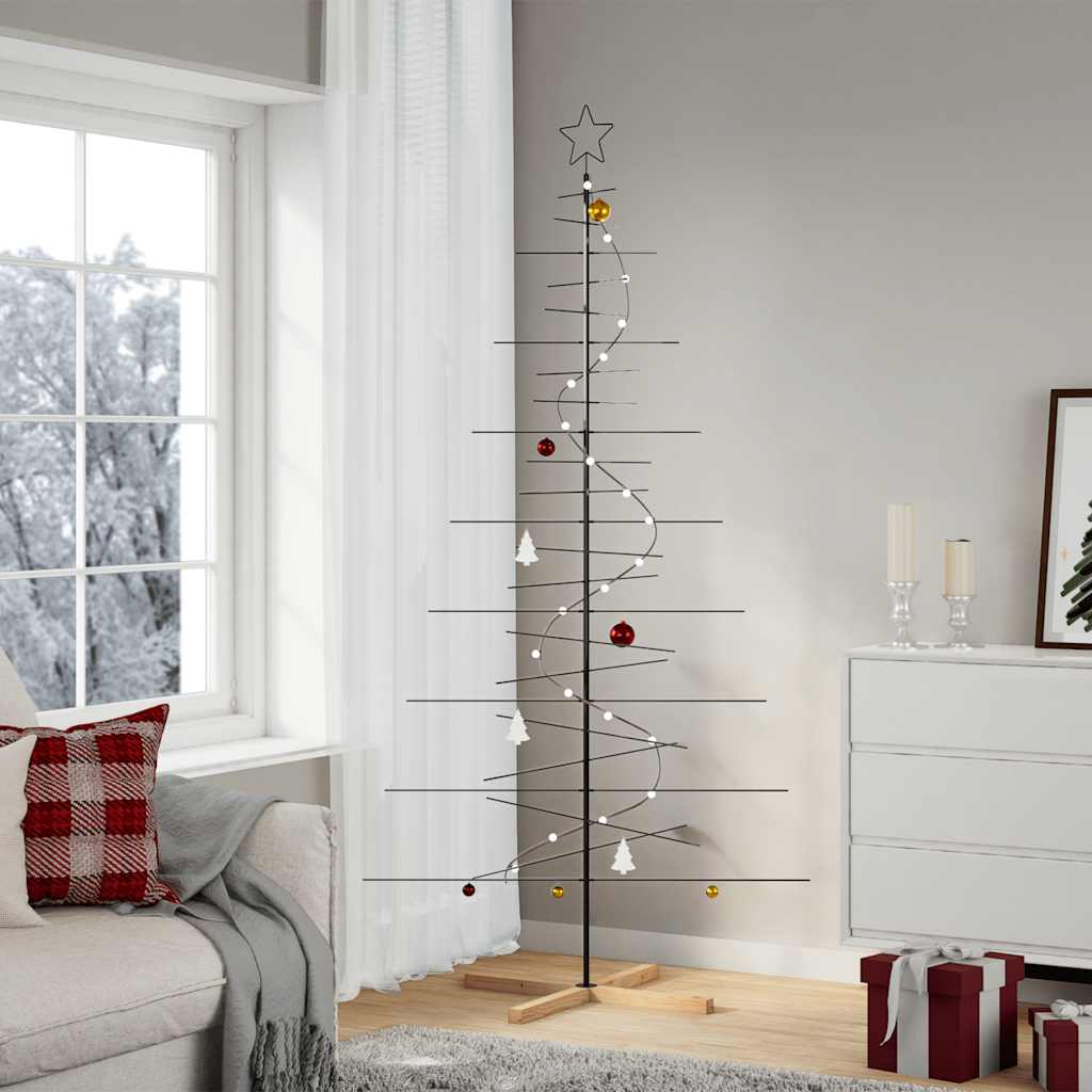 Arbre de Noël en métal avec base en bois noir 210 cm - XIOS