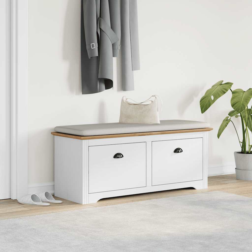 Banc de couloir BODO blanc et marron 114x40x45 cm - XIOS