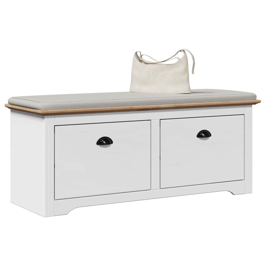 Banc de couloir BODO blanc et marron 114x40x45 cm - XIOS