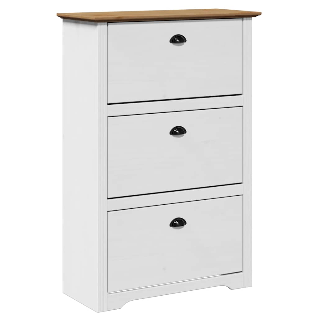 Étagère à chaussures BODO blanc et marron 80x35x118 cm - XIOS