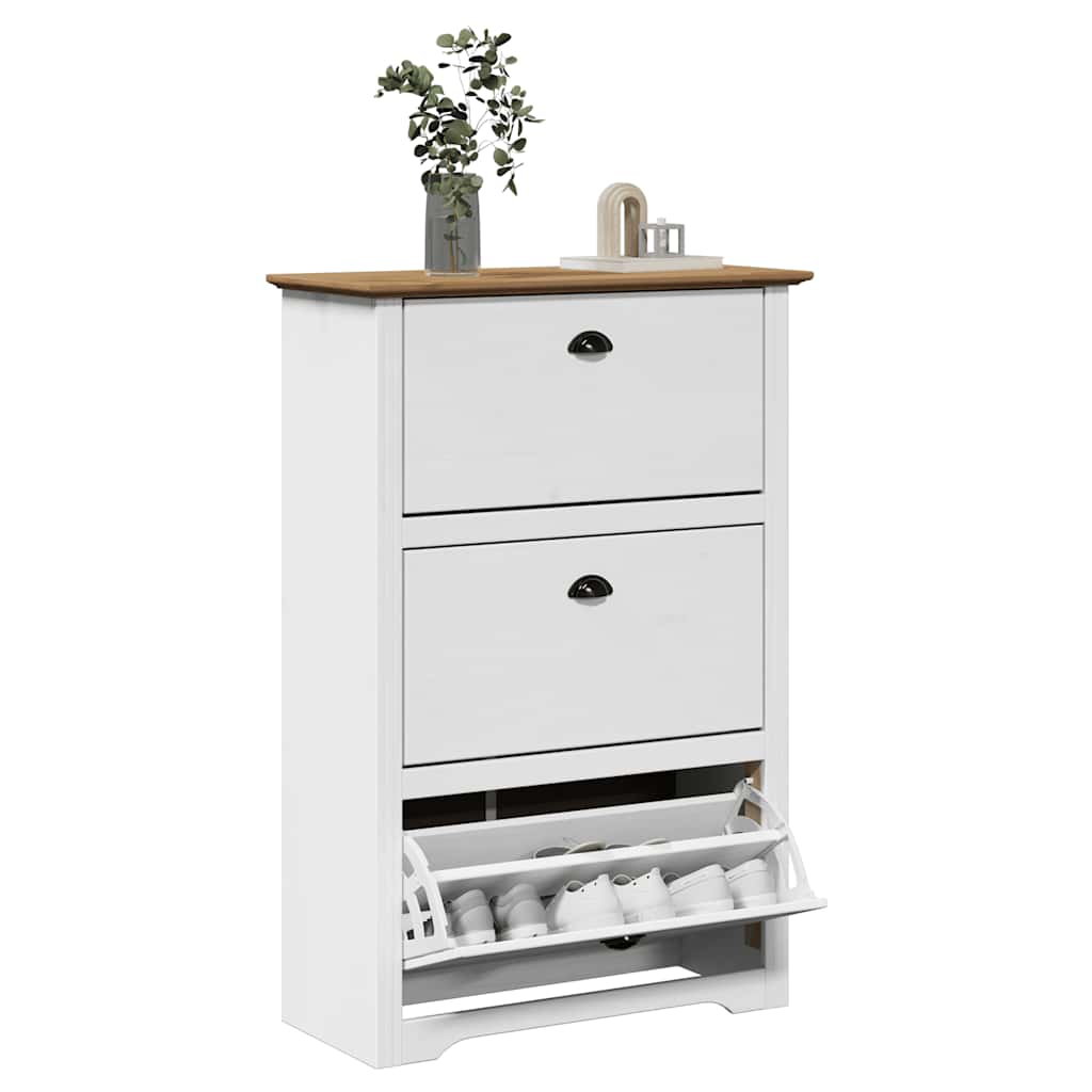 Étagère à chaussures BODO blanc et marron 80x35x118 cm - XIOS