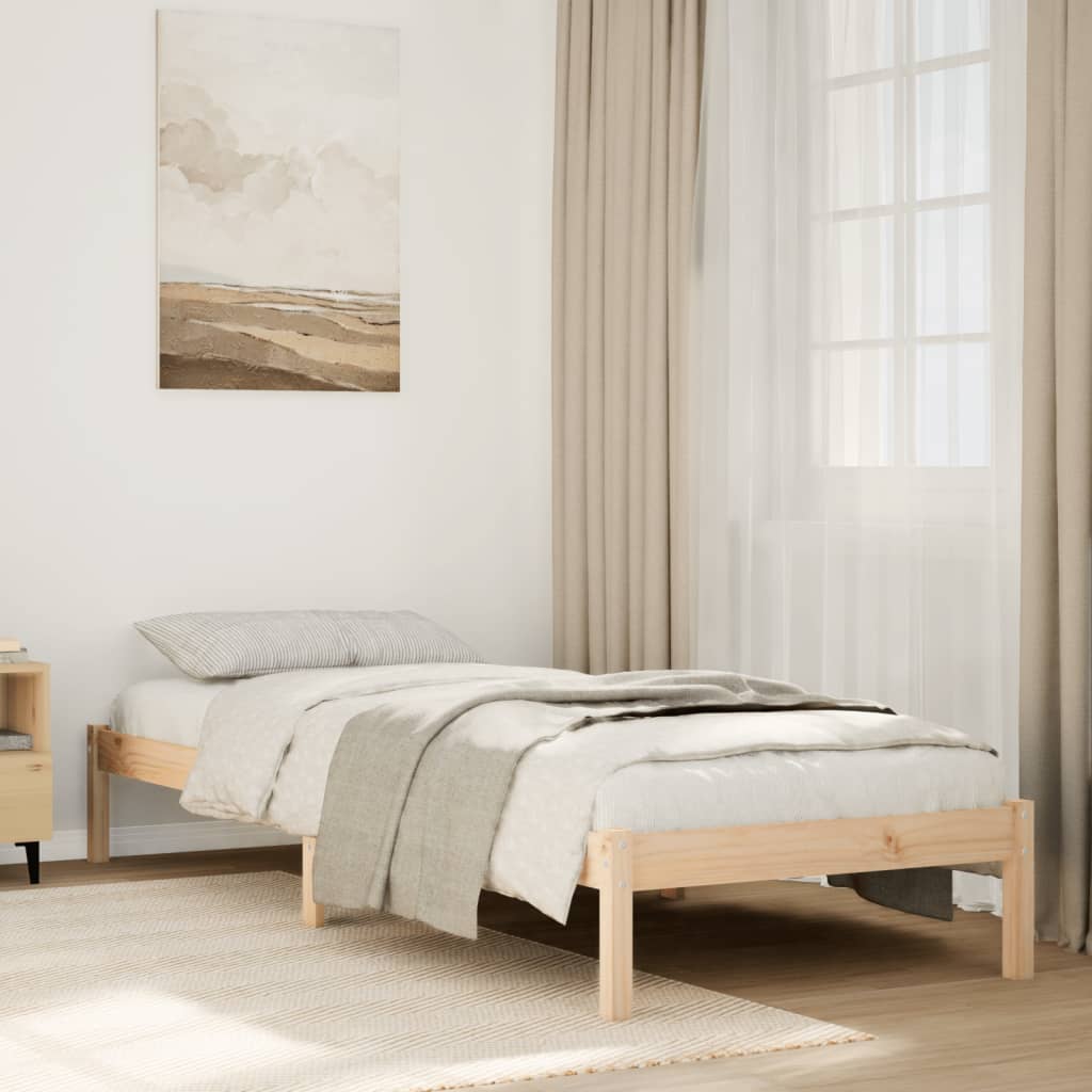 Cadre de lit extra long sans matelas 90x210 cm bois massif pin - XIOS