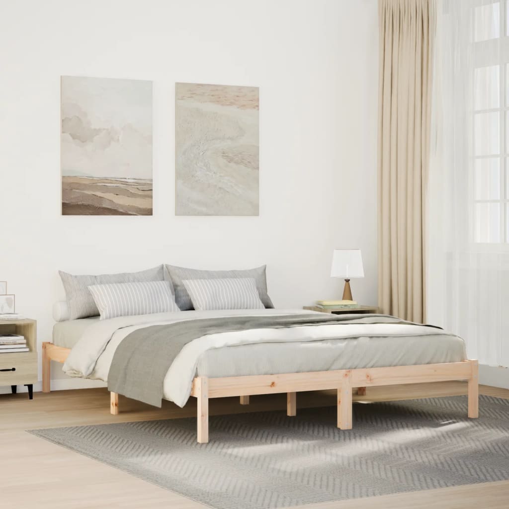 Cadre de lit extra long sans matelas 140x210 cm bois massif pin - XIOS