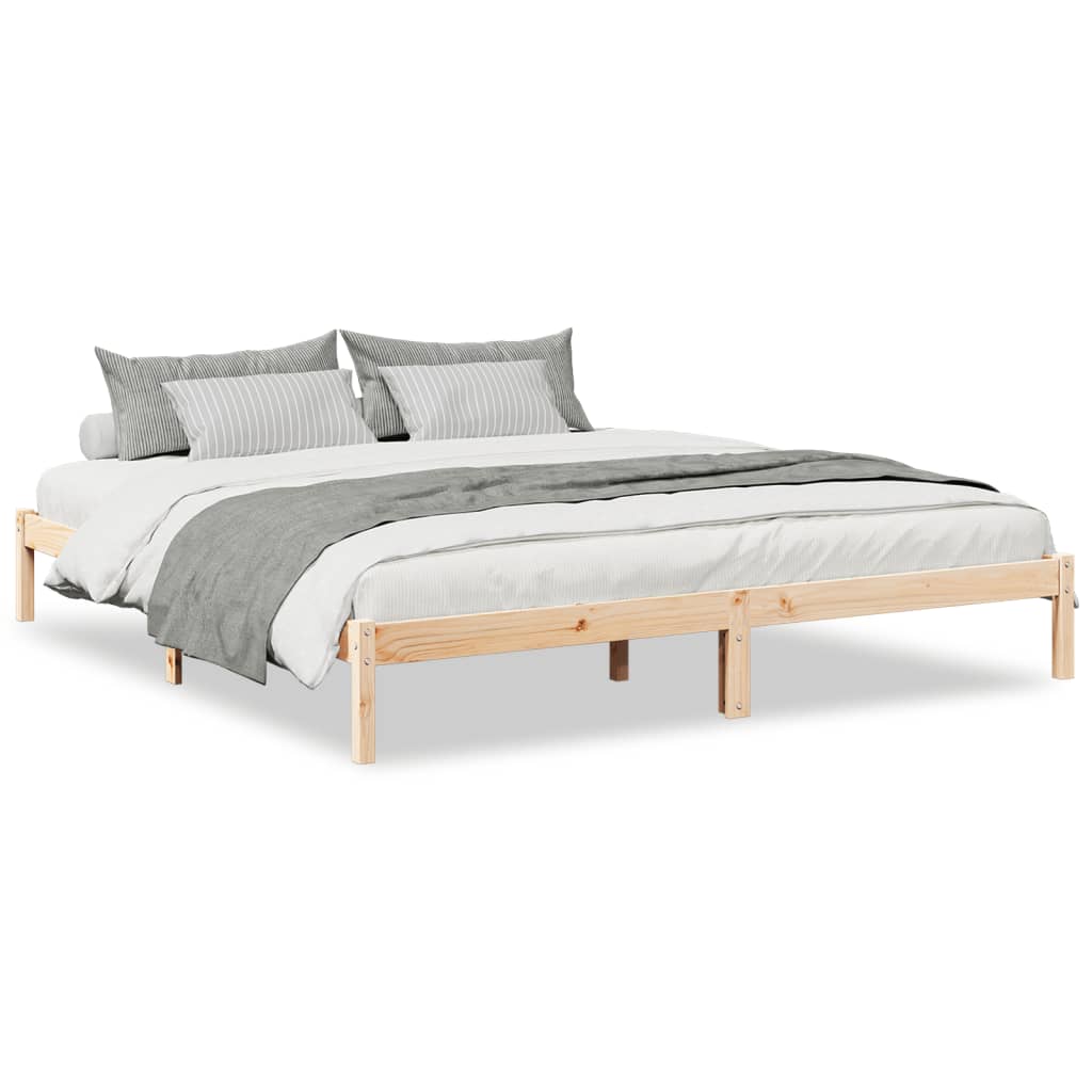 Cadre de lit extra long sans matelas 200x210 cm bois massif pin - XIOS
