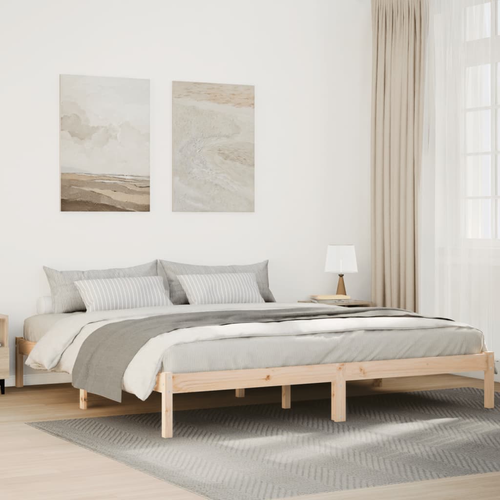 Cadre de lit extra long sans matelas 200x210 cm bois massif pin - XIOS