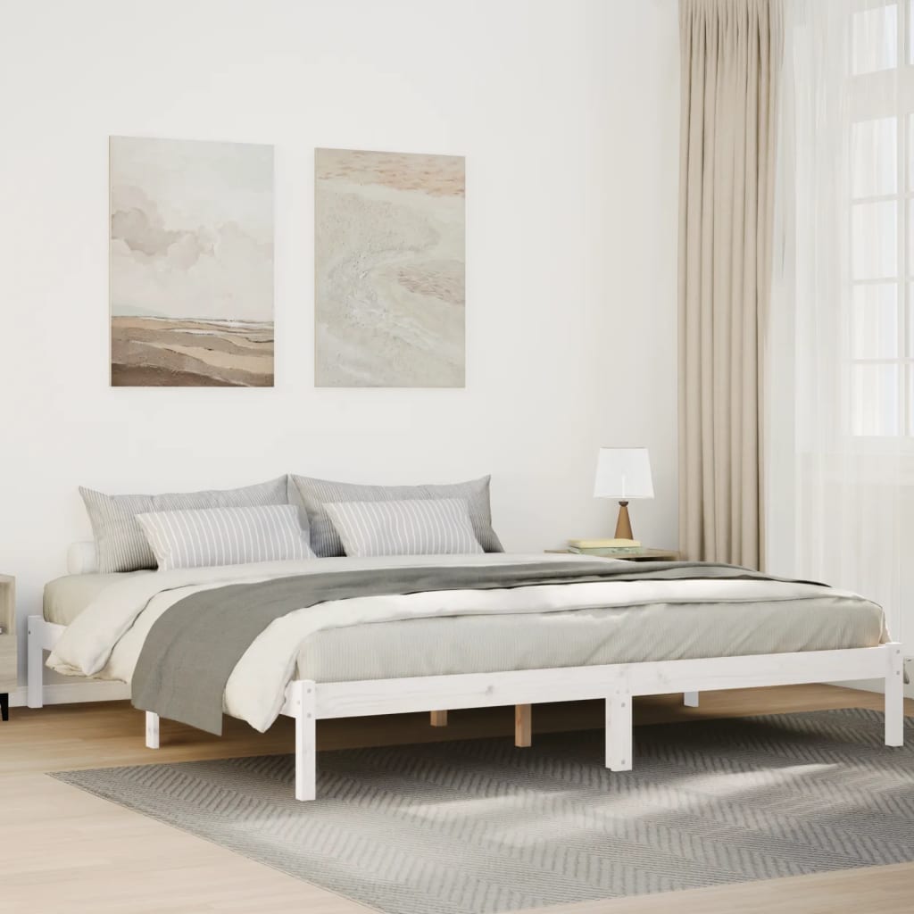 Cadre de lit extra long sans matelas 200x210 cm bois massif pin - XIOS