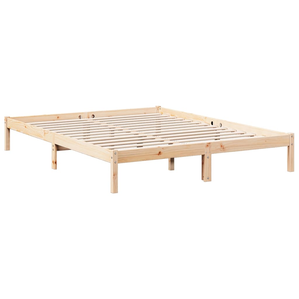 Cadre de lit extra long sans matelas 140x220 cm bois massif pin - XIOS