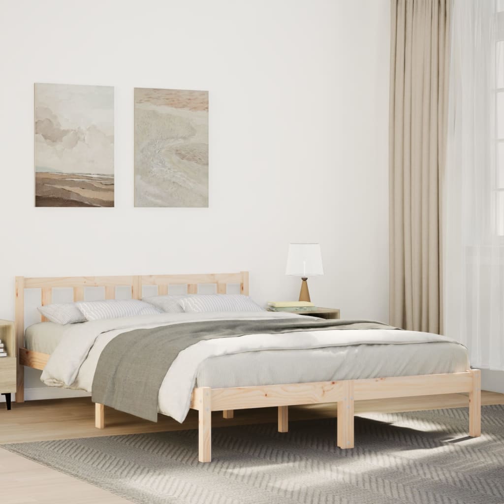 Cadre de lit extra long sans matelas 140x210 cm bois massif pin - XIOS