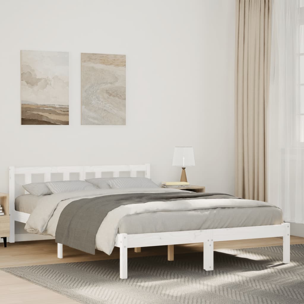 Cadre de lit extra long sans matelas 160x210 cm bois massif pin - XIOS