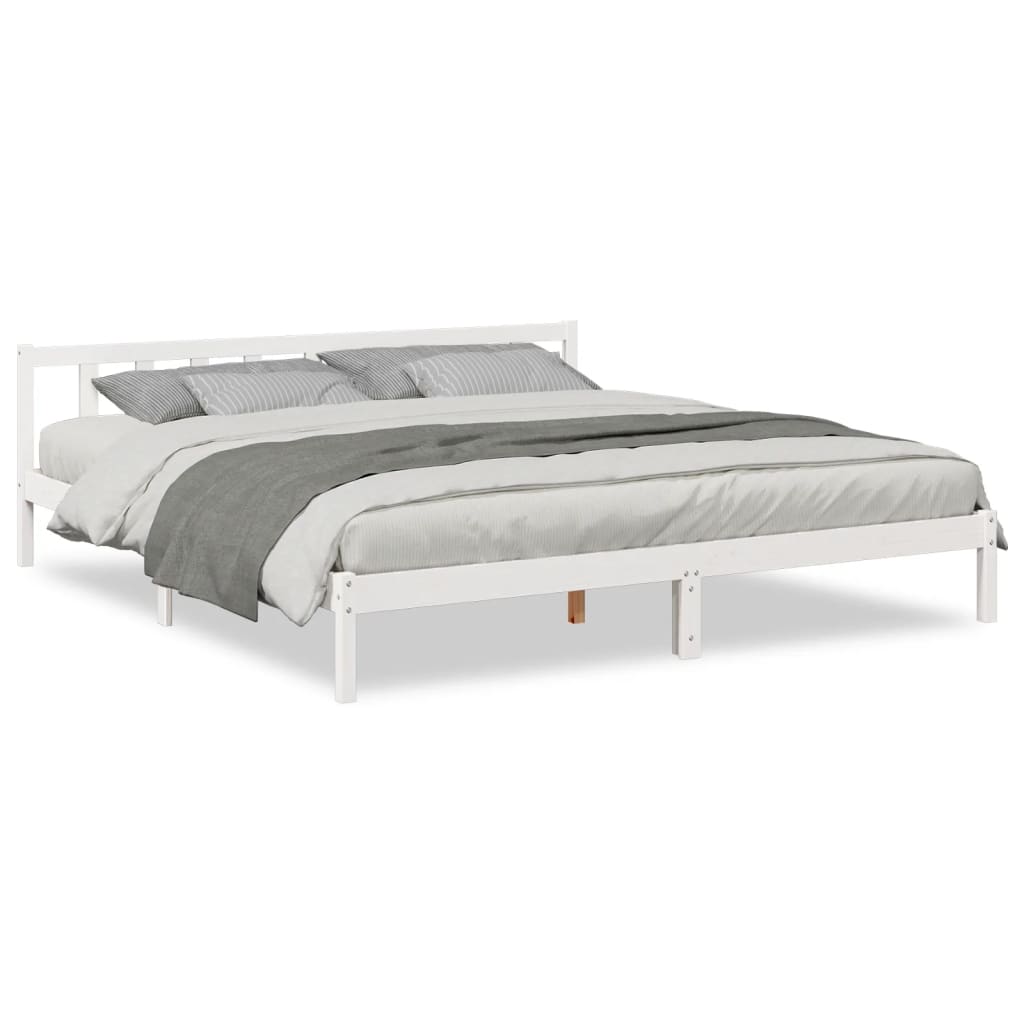 Cadre de lit extra long sans matelas 200x210 cm bois massif pin - XIOS