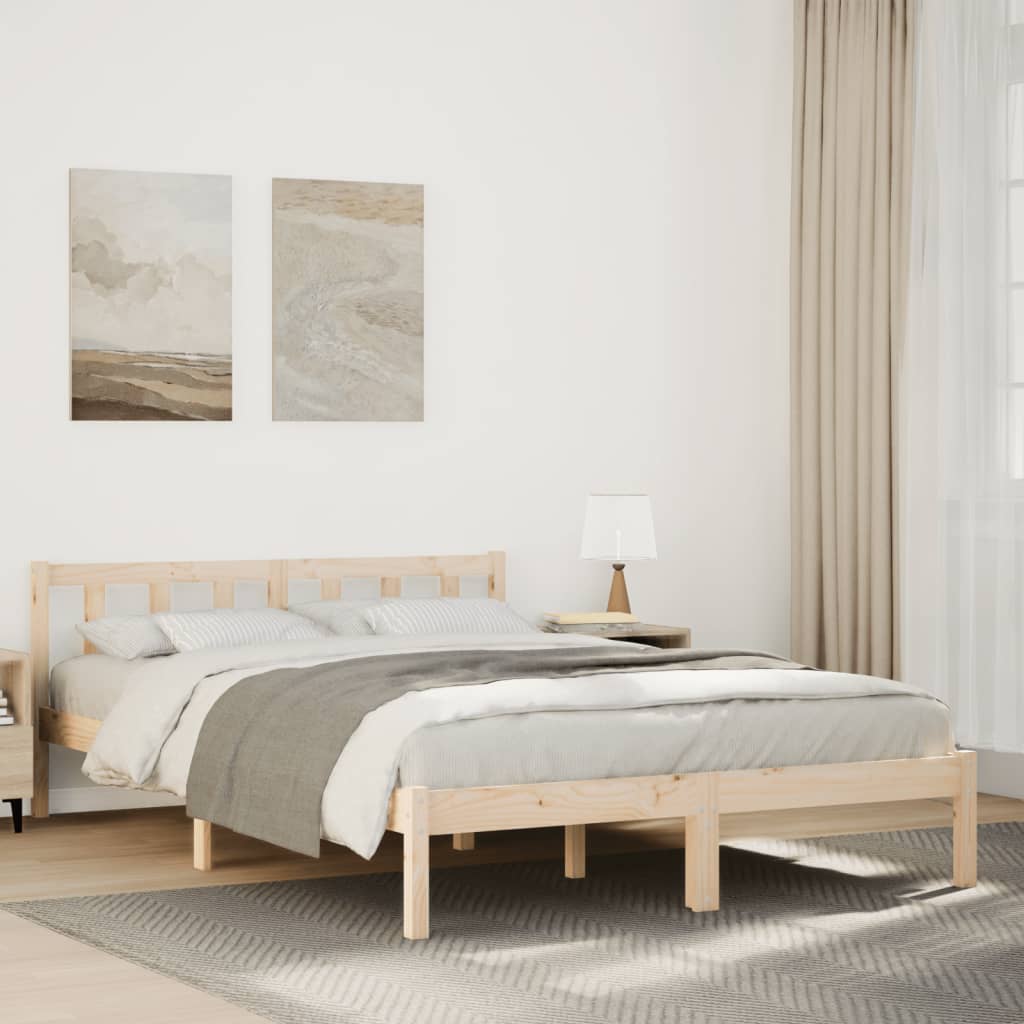 Cadre de lit extra long sans matelas 140x220 cm bois massif pin - XIOS