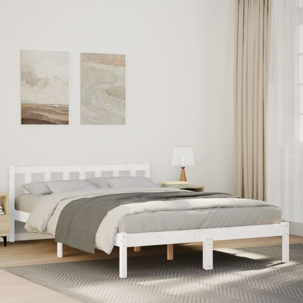 Cadre de lit extra long sans matelas 160x220 cm bois massif pin - XIOS