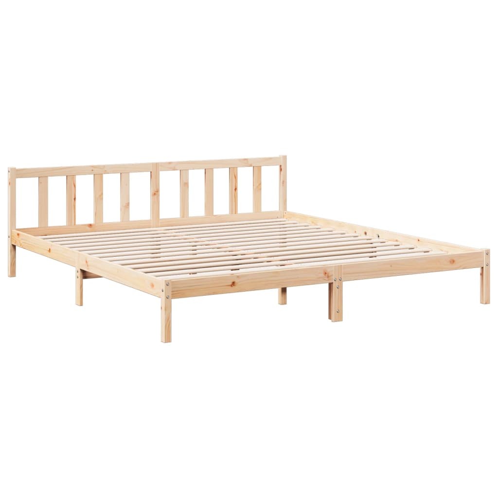 Cadre de lit extra long sans matelas 200x220 cm bois massif pin - XIOS