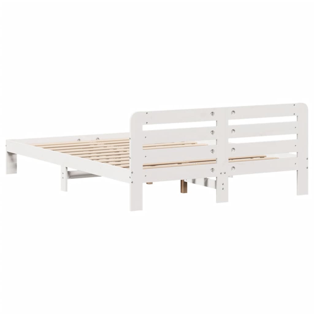 Cadre de lit sans matelas blanc 140x200 cm bois de pin massif - XIOS