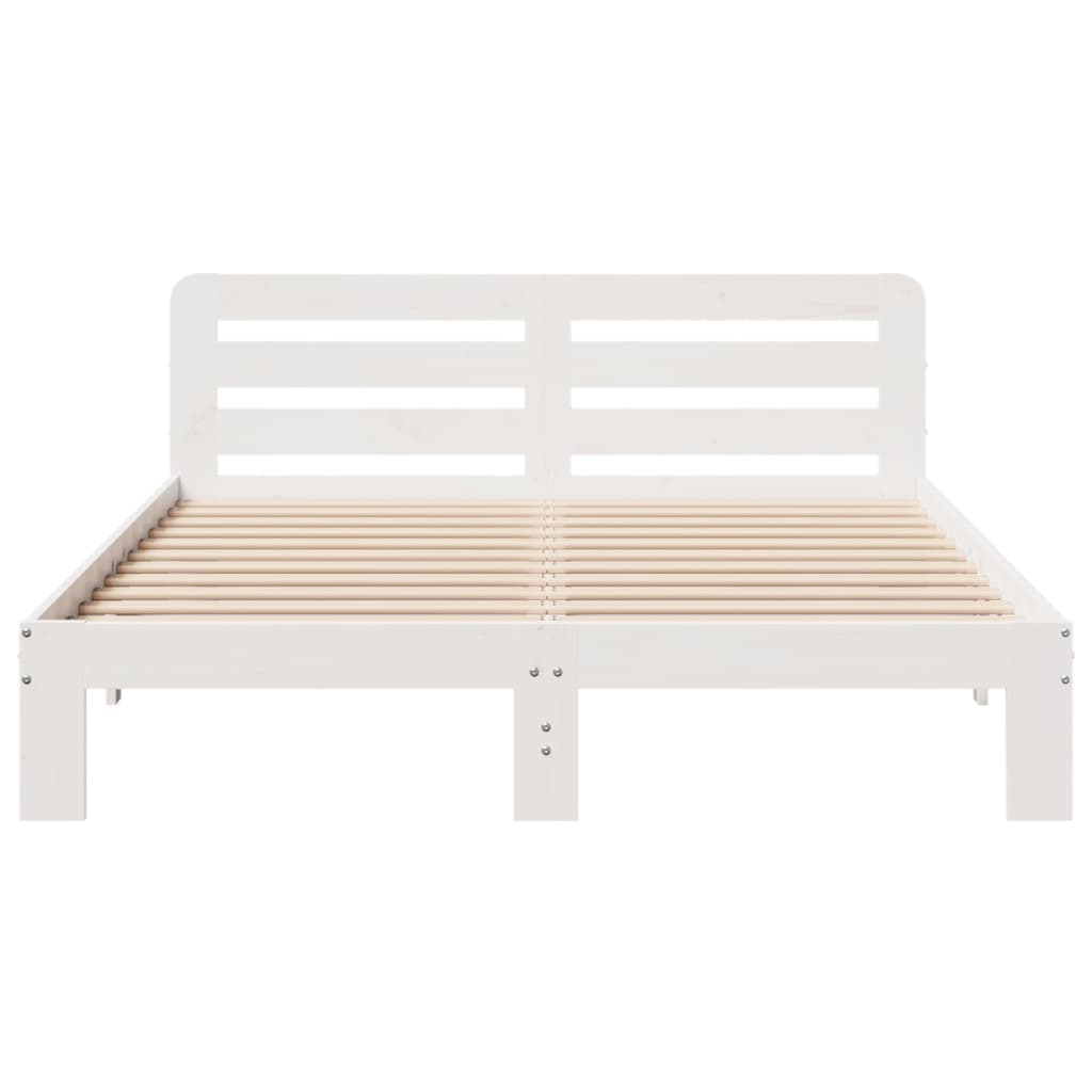 Cadre de lit sans matelas blanc 150x200 cm bois de pin massif - XIOS