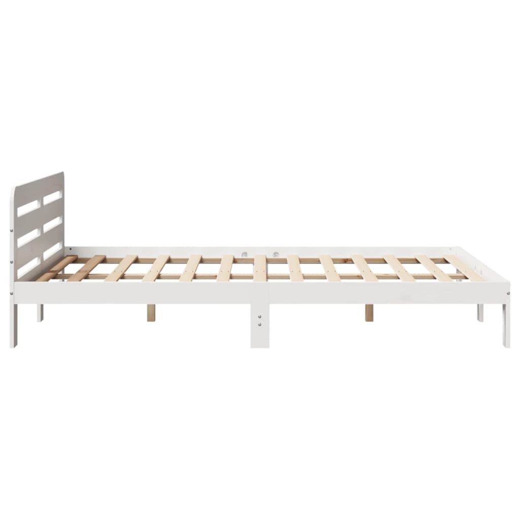 Cadre de lit sans matelas blanc 150x200 cm bois de pin massif - XIOS