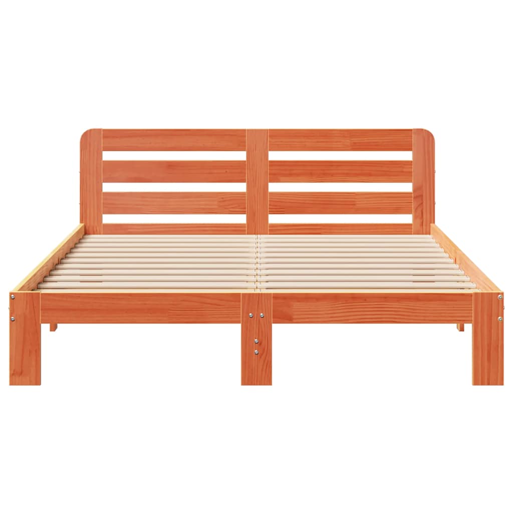 Cadre de lit sans matelas cire marron 150x200cm bois pin massif - XIOS