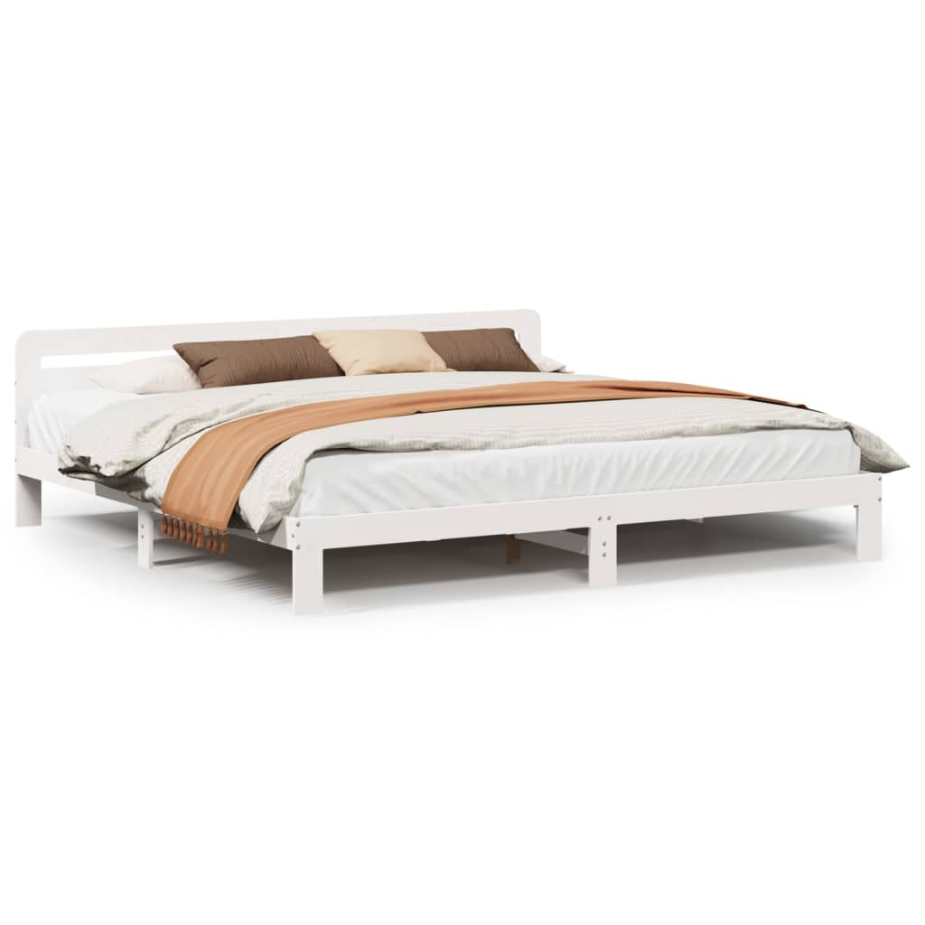 Cadre de lit sans matelas blanc 180x200 cm bois massif de pin - XIOS