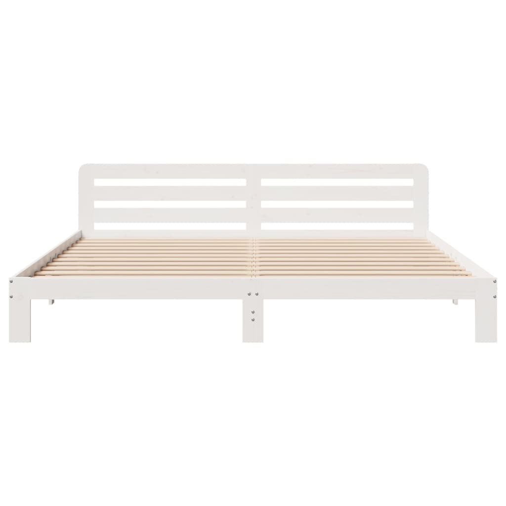 Cadre de lit sans matelas blanc 180x200 cm bois massif de pin - XIOS